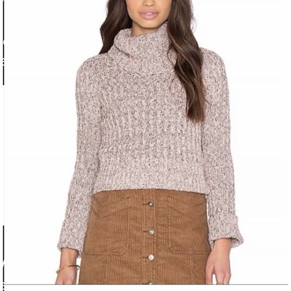 Free People Sweater Womens Small Pink Purple Cowl Neck Chunky Knit Pullover Boho - Picture 1 of 7